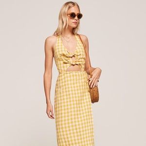 Reformation Amalia yellow gingham dress